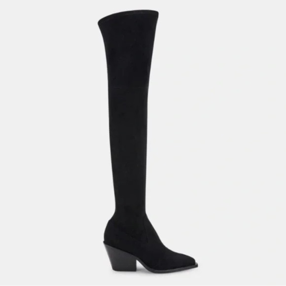 Dolce Vita Shoes - DOLCE VITA “Sparrow” Black Suede Over the Knee Almond Toe Heeled Boots SZ 7